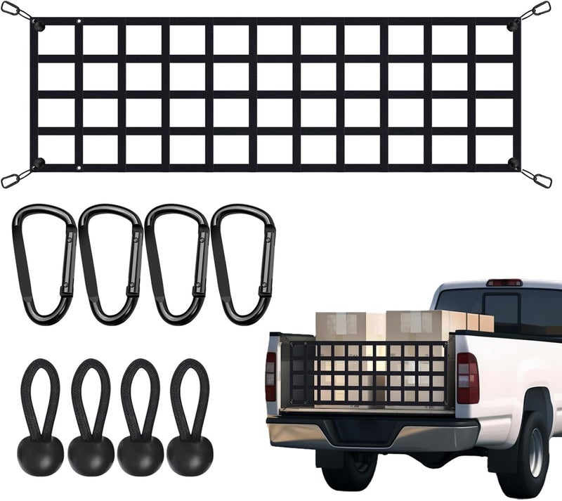 Wingsflee Tailgate Net for Most Mid Size Truck - Cargo Net Compatible with Ford, Chevy, Dodge,Ram - Tail Gate Extender Nets for Pickup Truck Bed (50" x 15") - Image 1